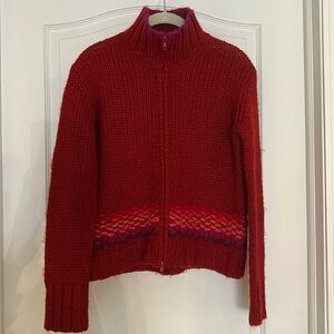 Express Women's Red Knit Zip Cardigan Vintage.